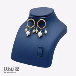 گوشواره طلا آویز طرح حلقه با صدف کد E6616