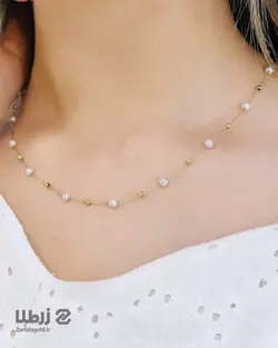 گردنبند طلا طرح گوی و صدف کد N1032