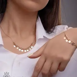 گردنبند زنجیر و کارتیه پولک دار عرض 0.5