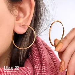 گوشواره حلقه ای طلا مقطع مکعبی سایز بزرگ کد 3867