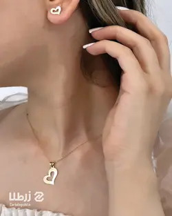 نیم ست طلا طرح قلب حالت دار کد NS1219