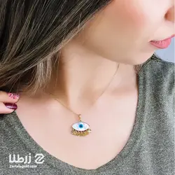 پلاک طلا طرح چشم با پولک 7تایی کد P4067