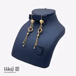 گوشواره طلا آویز طرح گرد پیچدار کد E3026