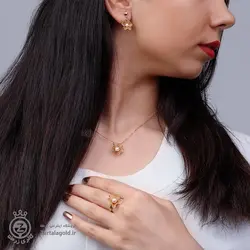 نیم ست طلا طرح گل سه بعدی با مروارید - خرید آنلاین طلا 11,515,000&nbsp;تومان