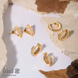 گوشواره حلقه ای طرح مثلث هاگی کد E2594