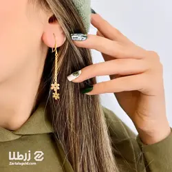 گوشواره طلا آویز طرح گل 6 برگ کد E1510