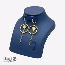 گوشواره طلا آویز طرح هندسی قلب و زنجیر کد E1515