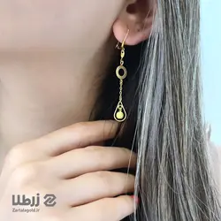 گوشواره آویز بلند طلا طرح گوی شنی کد E1911
