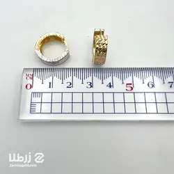 گوشواره حلقه ای طلا طرح هاگی دو رنگ کد E2122