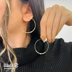 گوشواره حلقه ای با گوی البرنادو سایز 4 کد E3875