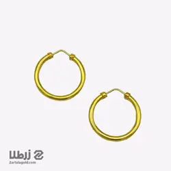 گوشواره حلقه ای طلا طرح آیینه ای با قفل هشتی کد E3869