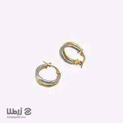 گوشواره حلقه ای ناپل دو ردیف دو رنگ کد E2586