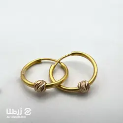 گوشواره حلقه ای طلا تک گوی سایز ریز کد E2166