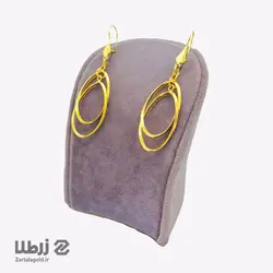 گوشواره طلا آویز طرح بیضی در هم تک رنگ کد E2826