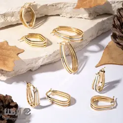 گوشواره حلقه ای ناپل دو رنگ کد E2587