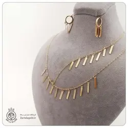 نیم ست طلا طرح آویز مستطیل