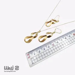 نیم ست طلا طرح دو حلقه مات و آینه ای کد 10018