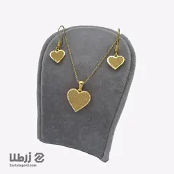 نیم ست طلا طرح قلب حجمی کد NS6595