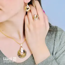 نیم ست طلا طرح ورساچ گرد تو خالی کد NS2410