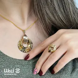 نیم ست طلا طرح ورساچ گرد تو خالی کد NS2410