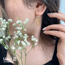گوشواره طلا طرح آویز دو حلقه کد E1649