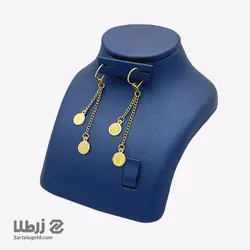 گوشواره طلا طرح آویز سکه ای دو رو کد E1759