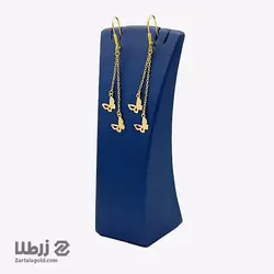 گوشواره طلا آویز طرح پروانه بال تو پر توخالی کد E2438