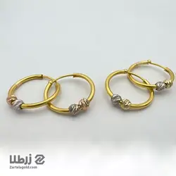 گوشواره حلقه ای طلا دو گوی سایز متوسط کد E2167