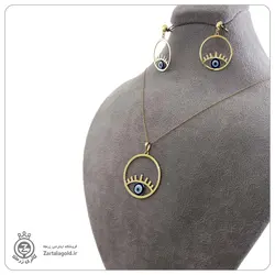 نیم ست طلا طرح چشم نظر آبی 2