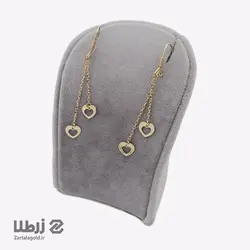 گوشواره آویز طلا مدل قلب تو خالی کد E2274