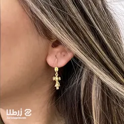 گوشواره طلا آویز طرح دختر سه بعدی کد E2165