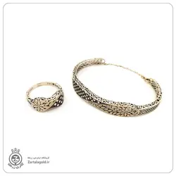 دستبند و انگشتر طلا سیاه قلم طرح 3 -خرید نیسمت مناسب عروسی