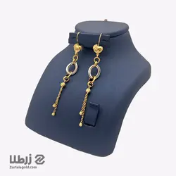 گوشواره آویز طلا طرح ترکیبی حلقه سفید کد E3028