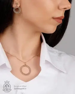 گوشواره آویز طلا طرح حلقه کارتیه تخت کد E1916