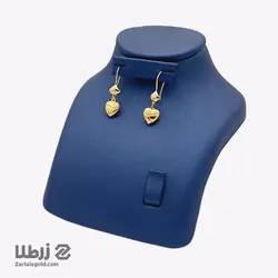 گوشواره آویز طلا طرح آویز قلب سه بعدی کد E1906