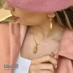 نیم ست طلا طرح استوانه ای تراشدار کد NS6582