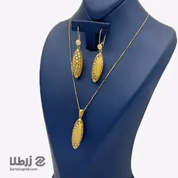 نیم ست طلا طرح استوانه ای تراشدار کد NS6582