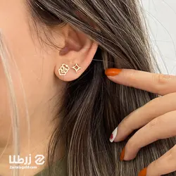 گوشواره میخی طرح مربع حاشیه دار تو خالی کد E6523