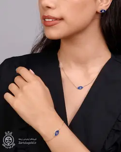 نیم ست طلا طرح چشم نظر آبی - خرید آنلاین طلا 6,881,000&nbsp;تومان