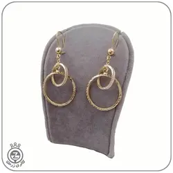 گوشواره طلا آویز طرح دو حلقه تراش دار 1 - 6,136,000&nbsp;تومان