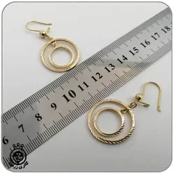 گوشواره طلا آویز طرح دو حلقه تراش دار - 6,747,500&nbsp;تومان