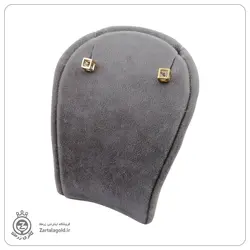 گوشواره چسبان طرح مکعب نگین دار-خرید گوشواره طلا بدون 9%مالیات از زرطلا