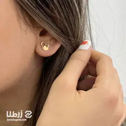 گوشواره میخی طرح دو قلب توخالی تو پر کد E6522