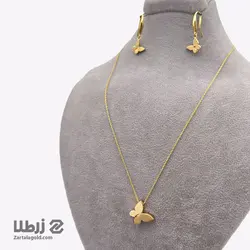 نیم ست طلا طرح پروانه مات و آینه ای کد NS1097