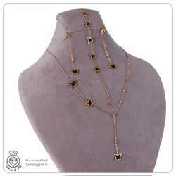 نیم ست طلا طرح پروانه مشکی - خرید آنلاین طلا 8,688,500&nbsp;تومان