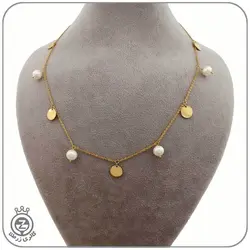 گردنبند طلا طرح پولک و مروارید - قیمت 5,943,000&nbsp;تومان