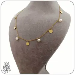 گردنبند طلا طرح پولک و مروارید - قیمت 5,943,000&nbsp;تومان