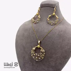 نیم ست طلا طرح مفتول گوی البرنادو با فاصله کد NS947