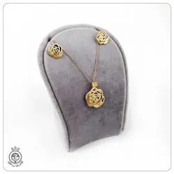 نیم ست طلا طرح گل سه بعدی