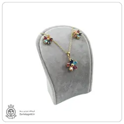 نیم ست طلا طرح گل با نگین رنگارنگ - خرید آنلاین طلا 10,562,000&nbsp;تومان